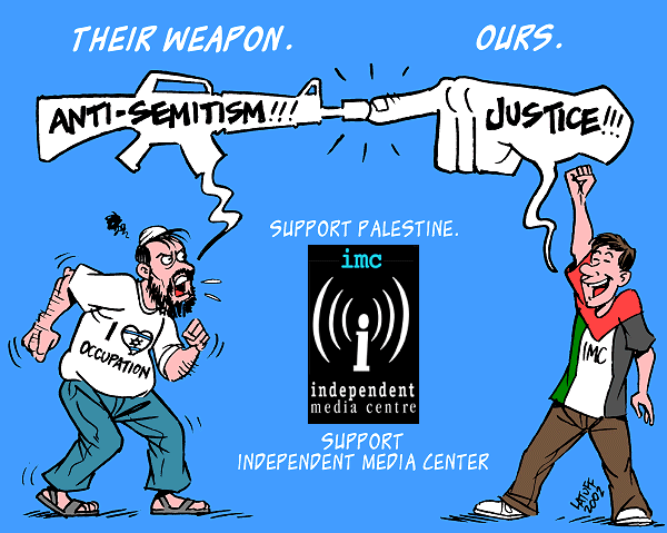 All support to Palestine and IMC (cartoon by Latuff) : Indybay