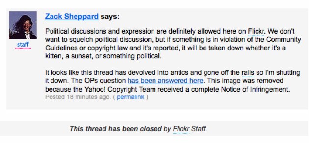 Flickr Shuts Down Forum Discussion On Obama Joker Image flickr censor