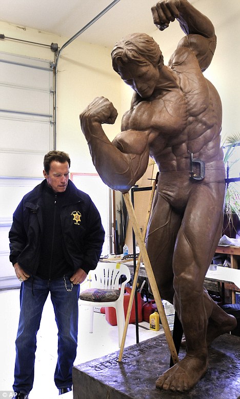 Schwarzenegger's bronze statues