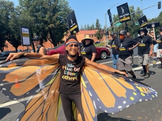 WGA worker rallied at Netflix world headquarters in Los Gatos to demand protection from AI and the war on workers in this industry by the billionaires ...