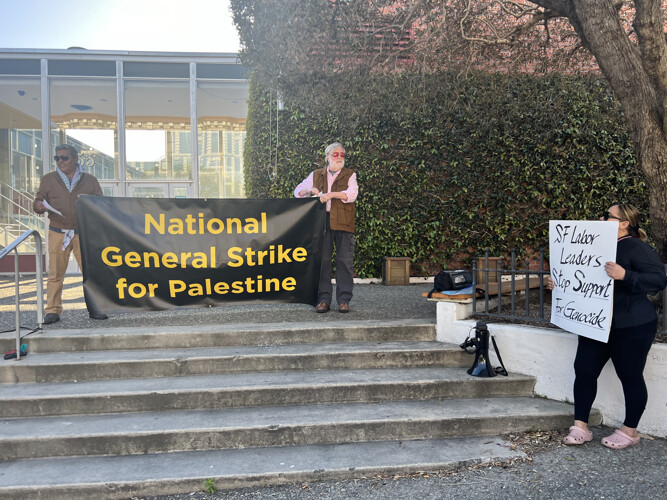 Workers Had Banner Calling For General Strike For Palestine