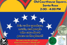 Flyer with the Venezuelan flag in the shape of a heart with the event details and endorsing orgs listed