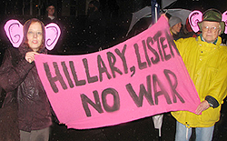 Anti-War Protesters Confront Hillary Clinton