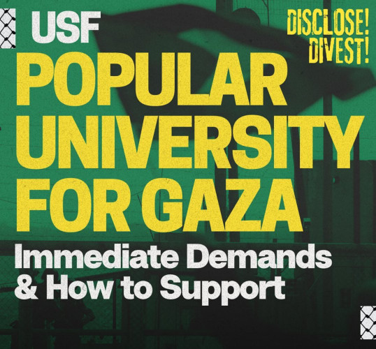 On April 29, students at the University of San Francisco State University launched the Popular University for Gaza, an encampment in soli...