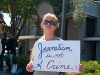 Demonstration at Wells Fargo in Santa Cruz: "Drop the Charges! Bust the Banksters!"