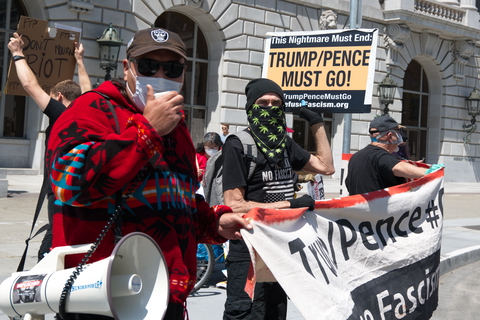 May Day Protests at SF City Hall. Anti Shutdowners Also Demonstrate