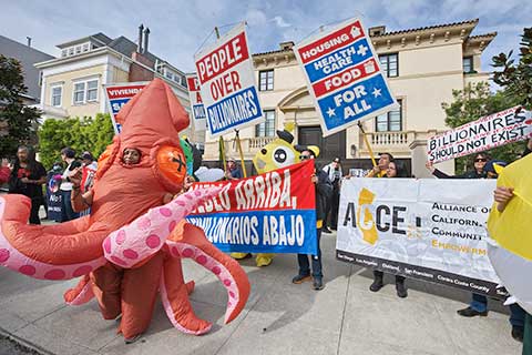 Activists Protest at the Mansions of Billionaire Trump Supporters