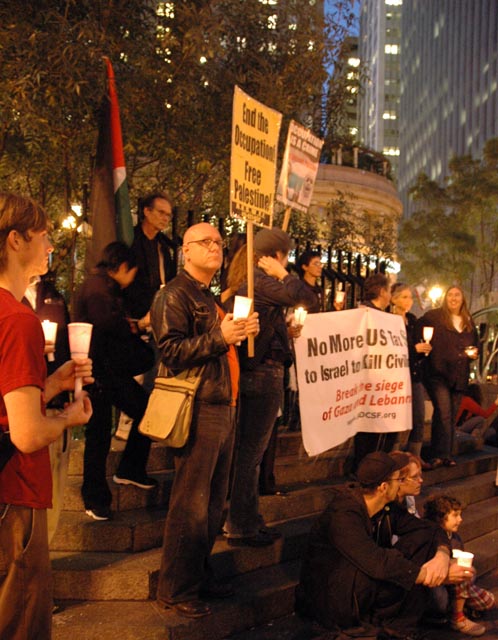 In light of the atrocities in Gaza where over 56 people were killed over the past six days of Israel’s most recent offensive "Autumn Clouds" against the people in Beit Hanoun in Gaza, dozens of Bay Ar