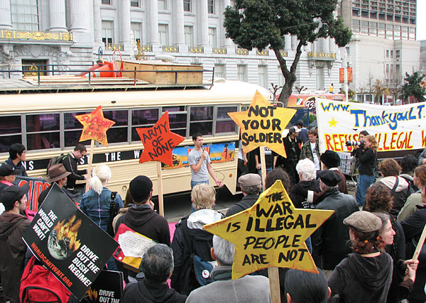 SAN FRANCISCO (Dec 9, 2006) - Over a hundred military veterans, military family members, and supporters join Iraq War-era veterans in San Francisco to support “GI rights and resistance” to an unjust,
