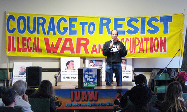SAN FRANCISCO (Dec 9, 2006) - Over a hundred military veterans, military family members, and supporters join Iraq War-era veterans in San Francisco to support “GI rights and resistance” to an unjust,