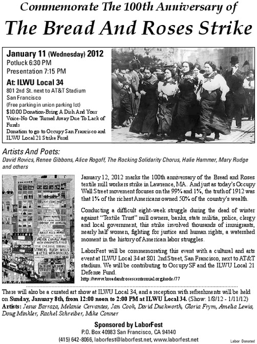 1/11/2012 Commemorate The 100th Anniversary of The Bread And Roses