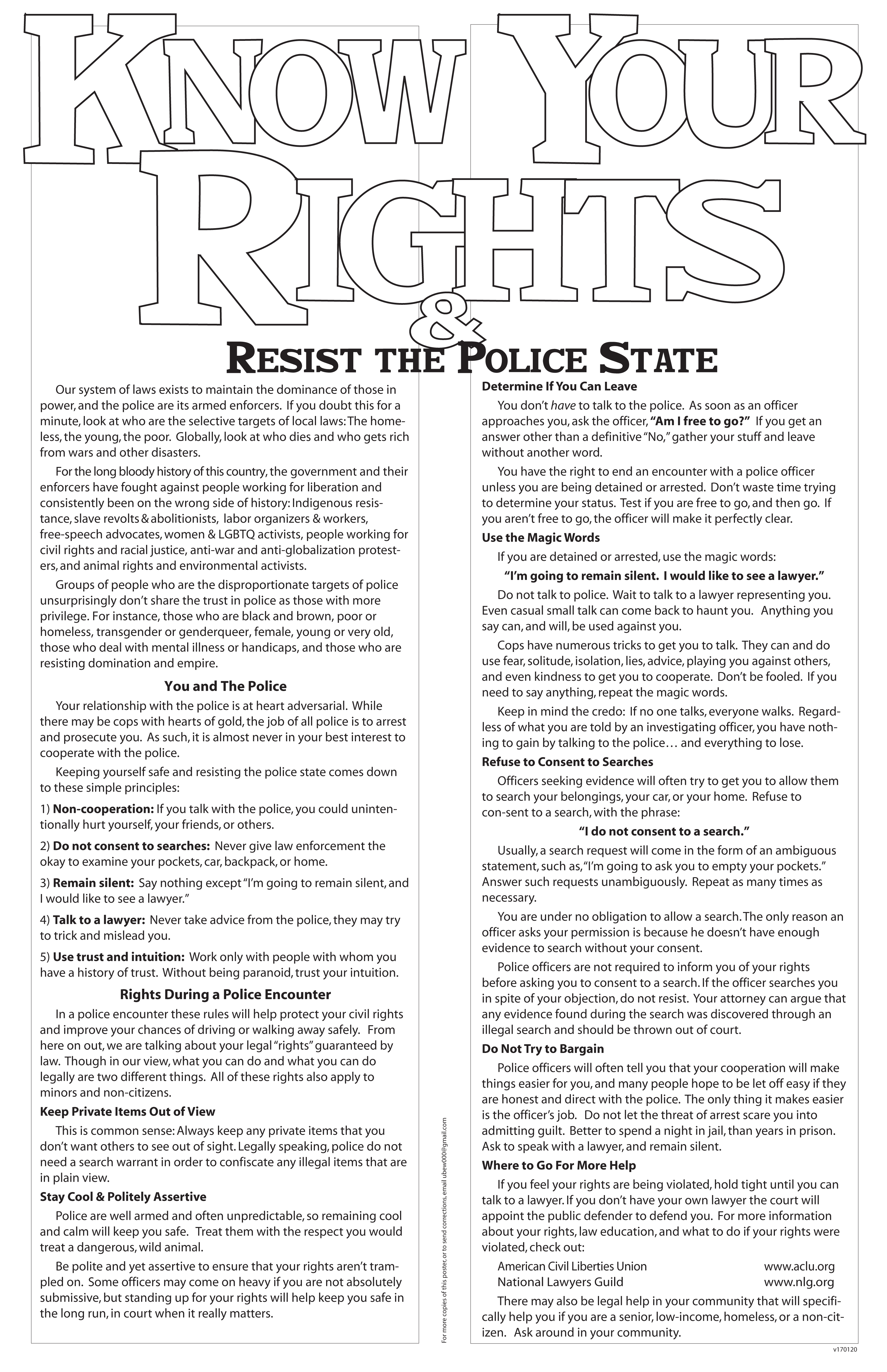 Know Your Rights and Resist the Police State : Indybay