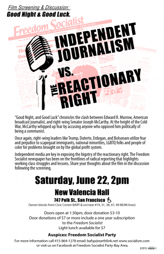 Film Screening & Discussion: Good Night & Good Luck. Independent Journalism vs... @ New Valencia Hall