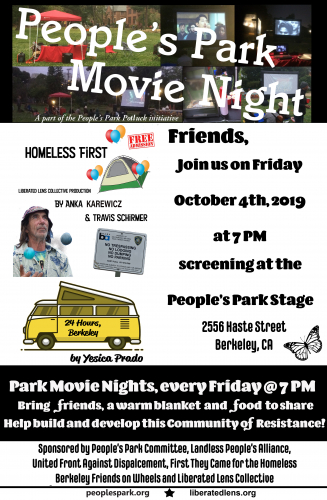 People's Park Movie Night: Homeless First + 24 Hours @ People's Park