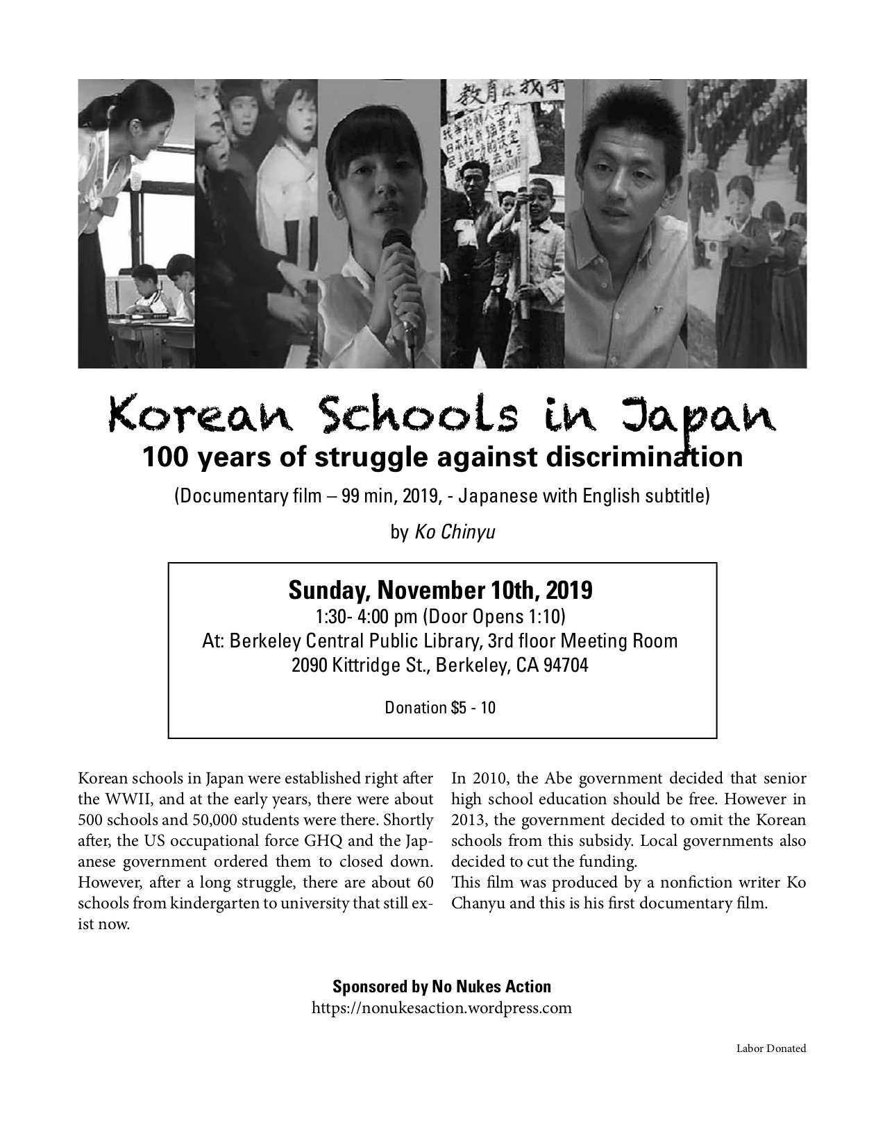 Screening Of Korean Schools In Japan 100 Years Of Struggle