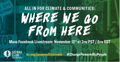 Where We Go From Here: All In For Climate & Equitable Communities w/ Sierra Club @ Online