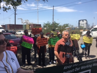 as held at the Howard Terminal in the Port of Oakland to oppose the sale of the terminal to billionaire John Fisher, owner of GAP and the A's for a stadium and 3,000 condos....
