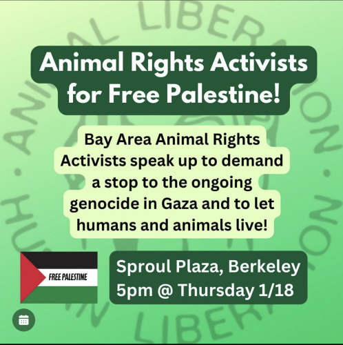 Animal Rights Rally and March for Free Palestine @ Sproul Plaza, UC Berkeley