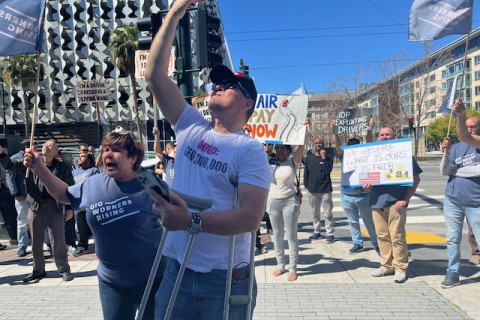 UBER workers protesting the slave labor conditions