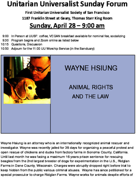 Sunday 4/28: Animal Rights and the Law