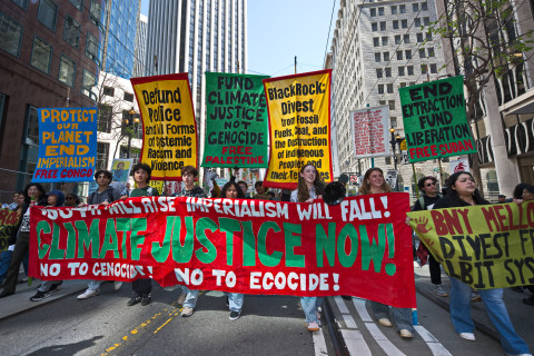 Environmental and peace groups joined to call out genocidal slaughters in Palestine, Sudan and Congo. Actions in front of NY Mellon Bank ...