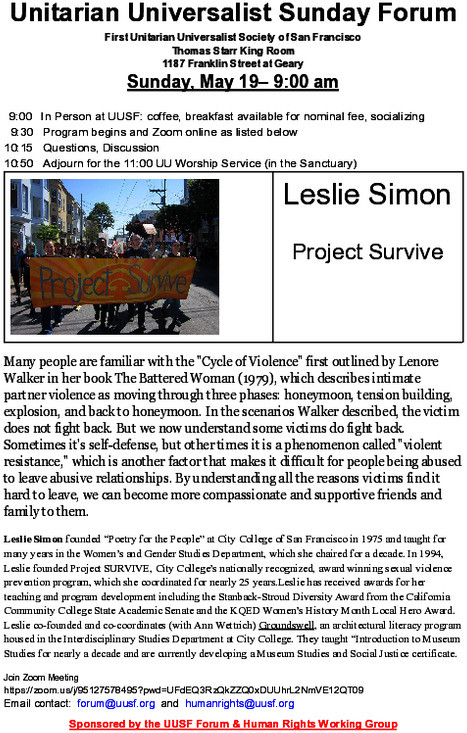 Sunday 5/19: Leslie Simon: "Project Survive"