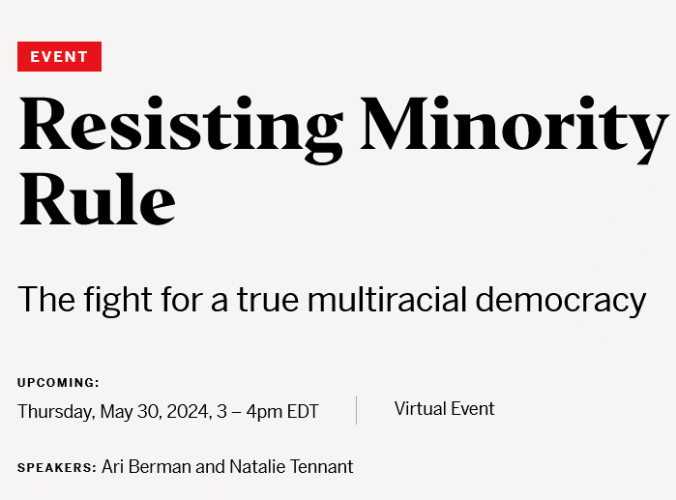 Online event: https://www.brennancenter.org/events/resisting-minority-rule