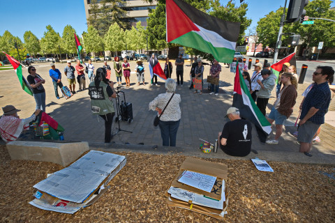 There is an active anti-war protest movement in Santa Rosa