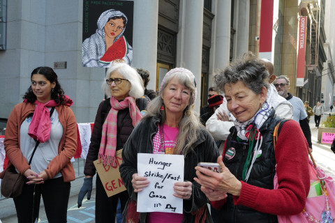 Leslie Angeline, on her 11th day of her Gaza solidarity hunger strike.