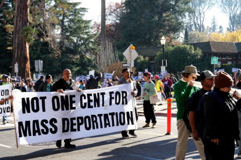 Immigrant and human rights activists marched in Sacramento at the State capitol saying that, Deportation of Immigrants is Not an Option i...