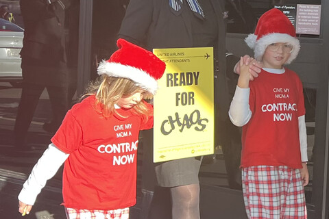 A UAL AFA flight attendant with her children
