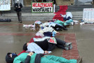 Health Care workers die-in at the State Capitol. Photo by Dan Bacher.