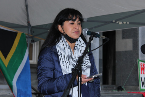 Event participants gave moving testimony about their experiences as health care workers in Gaza. Photo by Dan Bacher.