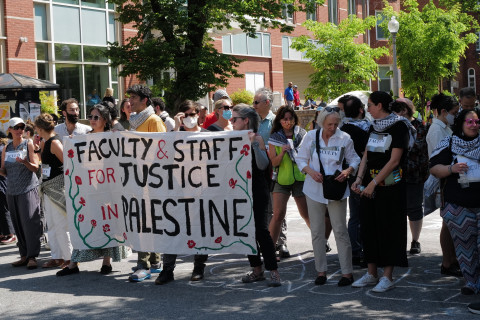 Faculty and students rally at George Washington University May 2, 2024