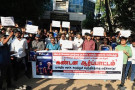 Protests condemn the Union Government for suppressing freedom of expression. Photo: Chennai Press Club