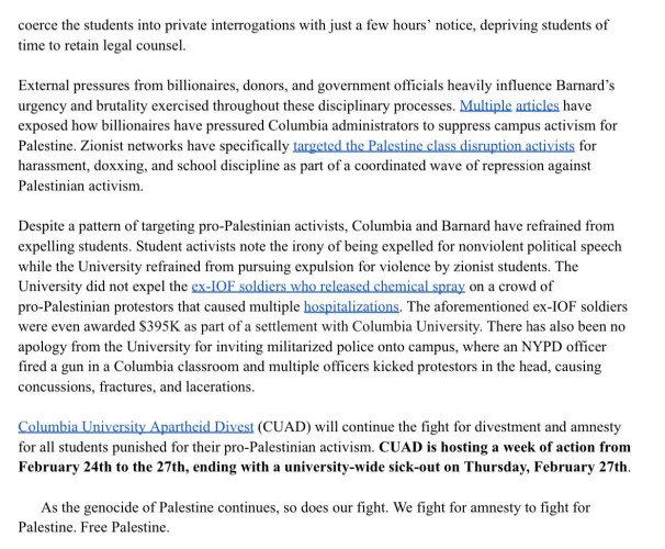 Columbia University expels p. 2