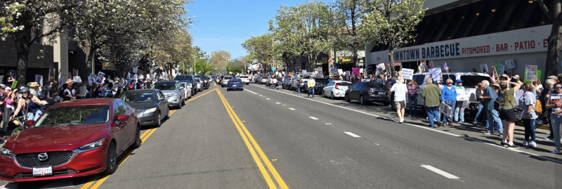 Over 5000 people filled Old Courthouse Square and surrounding streets in Santa Rosa Sapt 5th to protest the Trump regime