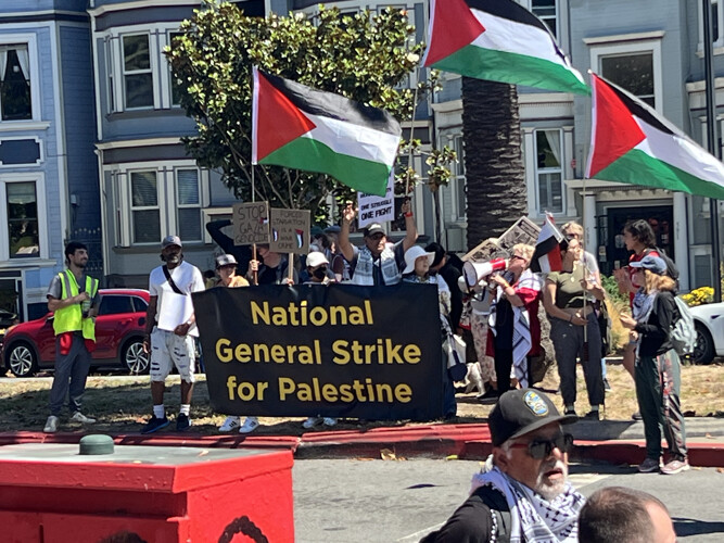 On Labor Day 2025 in San Francisco, workers and trade unionists spoke out against the genocide in Gaza and supported a general strike aga...