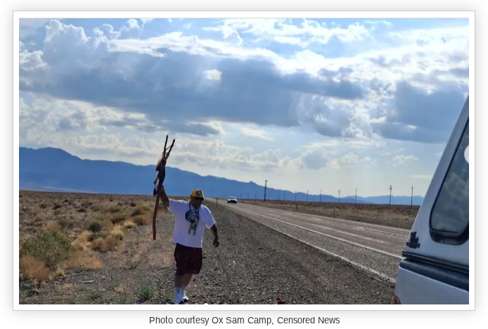 Hualapai, Paiute and Shoshone are walking from Arizona to northern Nevada on the Sacred Water Unity Walk, carrying their Prayer for prote...