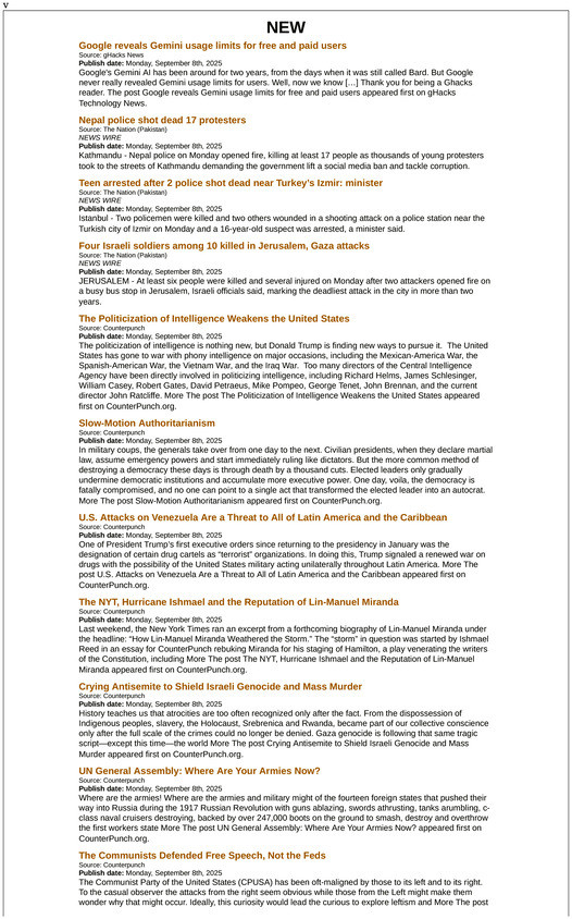 New aggregator for September 9, 2025