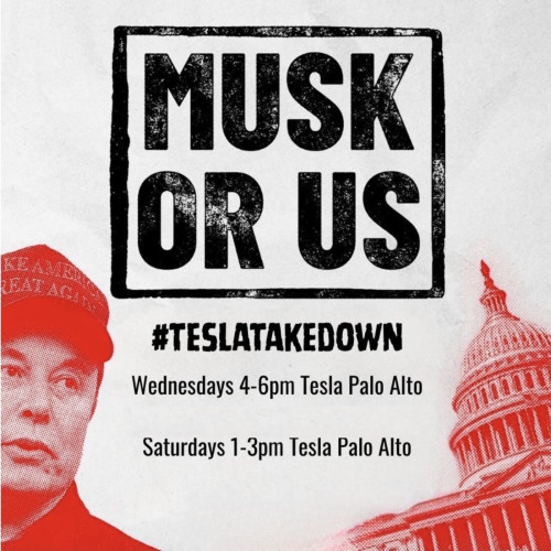 Sidewalk in front of Tesla Palo Alto
4180 El Camino Real,
Palo Alto, CA 94306

Wednesdays from 4 PM to 6 PM
Saturdays from 1 PM to 3 PM 