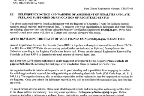 Pacifica Receives Letter From CA Attorney General Bonta On Failure To Send In Audit