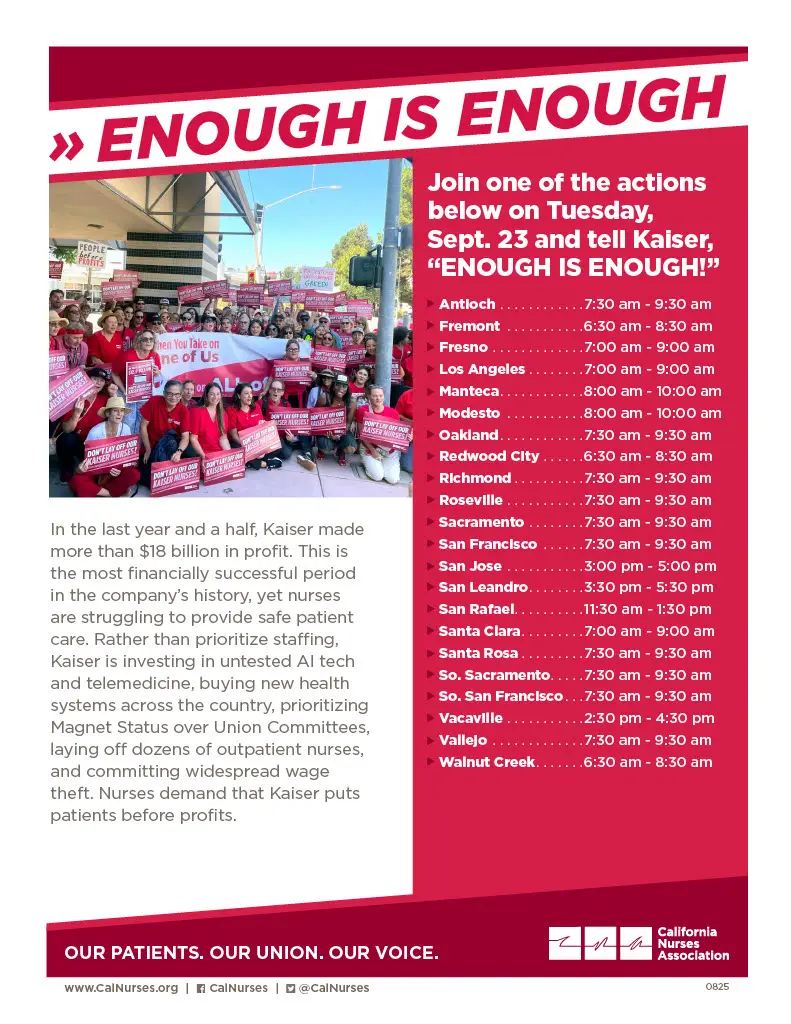 Actions at Kaiser Hospitals in San Francisco