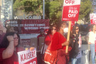 NNU CNA nurses at Kaiser protested throughout the state of California against layoffs and the introduction of AI leading to job losses an...