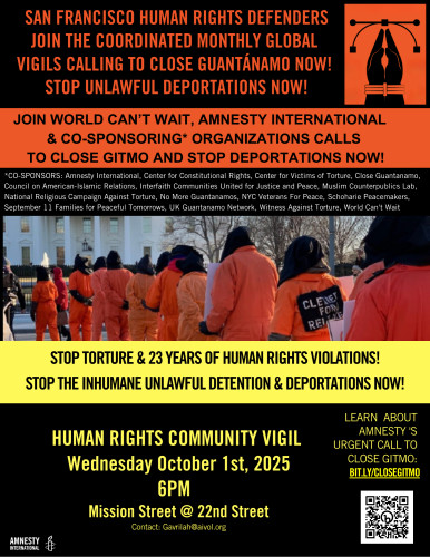 Close Gitmo & Stop Deportations San Francisco Flyer October 1st, 2025 