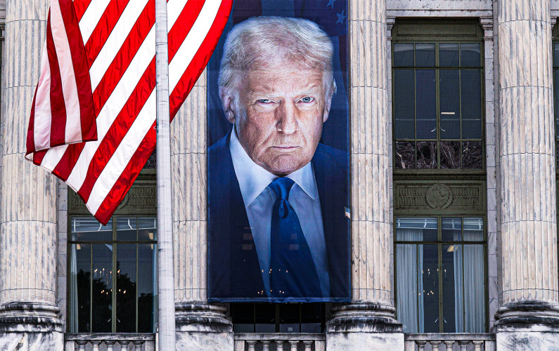 Washington D.C. propaganda image of the convicted felon President Trump shows his desire to be a dictator, and much worse.