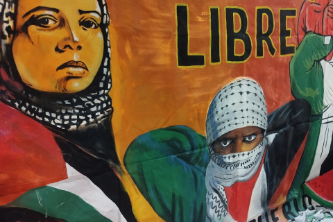 Mural de Palestina libre del colectivo Willka