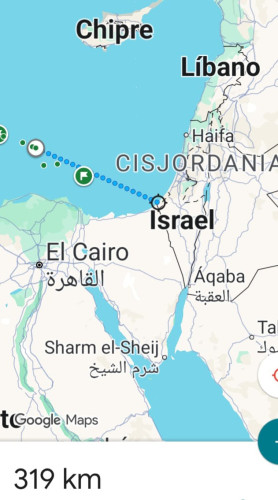 Distancia a Gaza de Sumud Flotilla