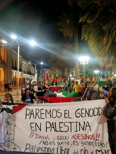 Marcha por Palestina Gaza y Sumud Flotilla en Cochabamba 5 Sept