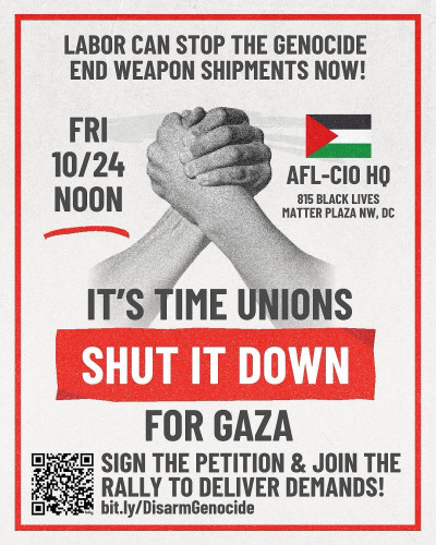 Flyer For Action At AFL-CIO Headquarters On Palestine